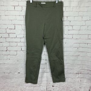 H&M Dress Pants Womens 10 Tapered Cropped Stretch Side Zipper Faux Pocket Green